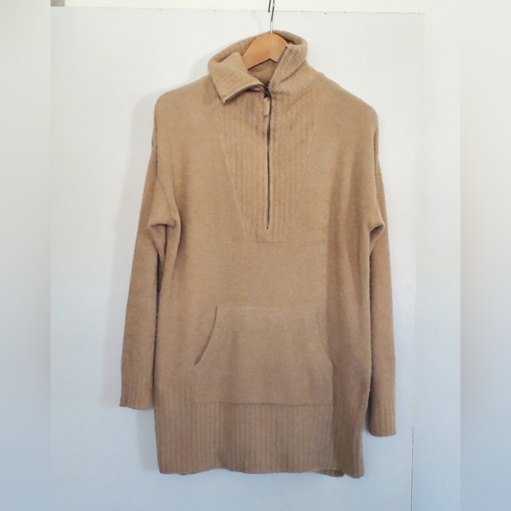 Barefoot Dreams CozyChic Lite Quarter Zip - Medium Biscotti